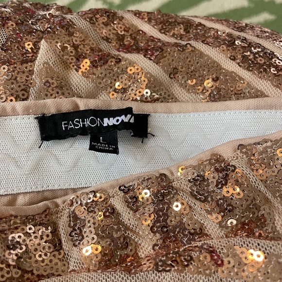 Fashion Nova Women’s Sequin Mini Dress Size Large Strapless Party Birthday - Picture 8 of 12